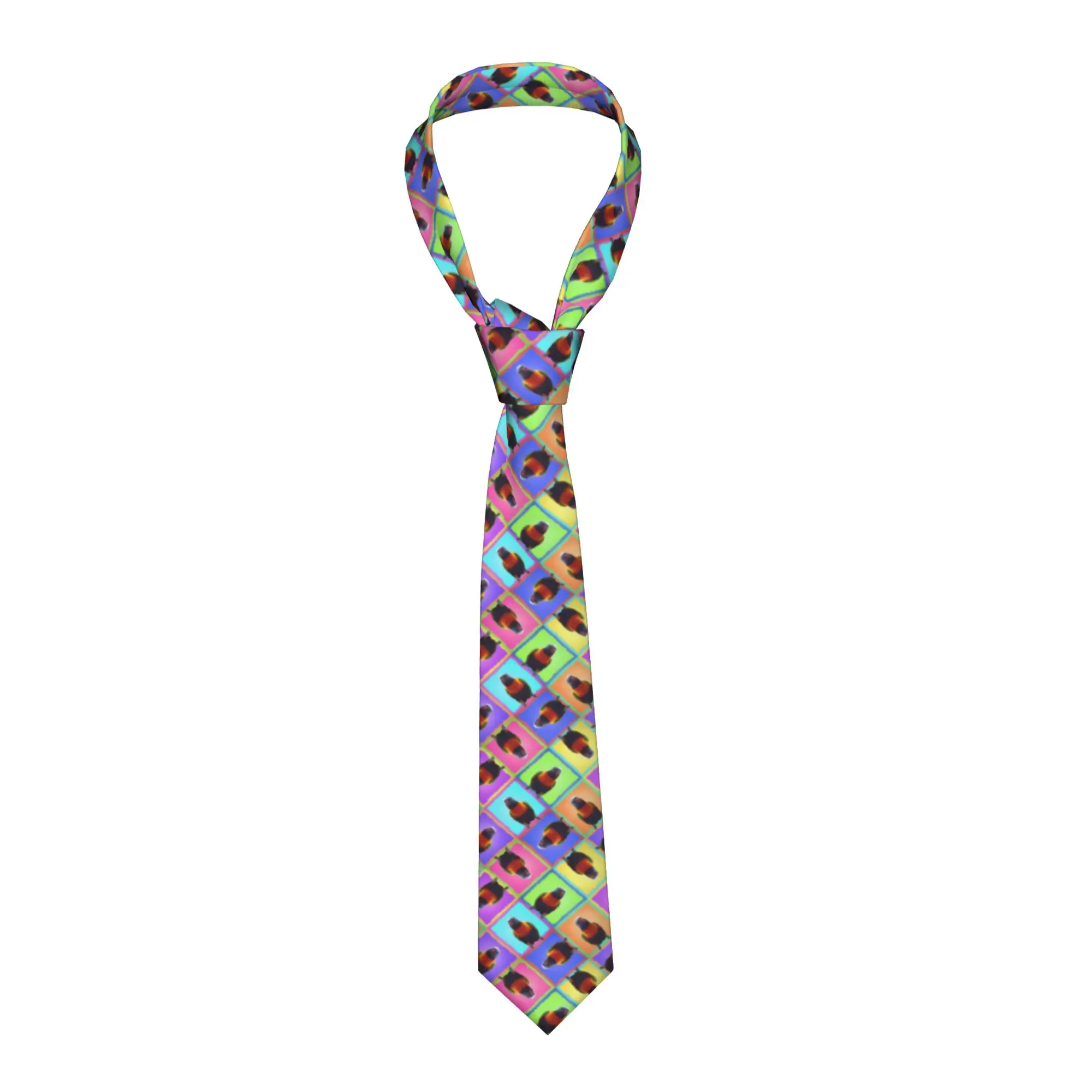 Fashion Rainbow Lorikeet Pop Art Patchwork Mosaic Neck Tie Mens Silk Cockatiel Macaw Parrotlet Neckties for Office Cravat