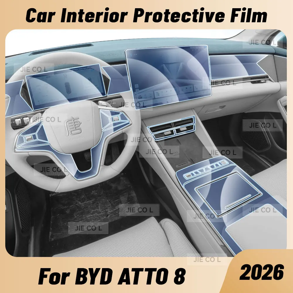 

For BYD ATTO 8 2026 Anti-scratch Car Interior Center Console Media Dashboard Navigation TPU Protector Film