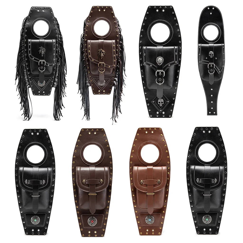Punk Style Motorcycle Tank Bag for Harley, Motorbike Modification Pouch for Phone Key Document Storage