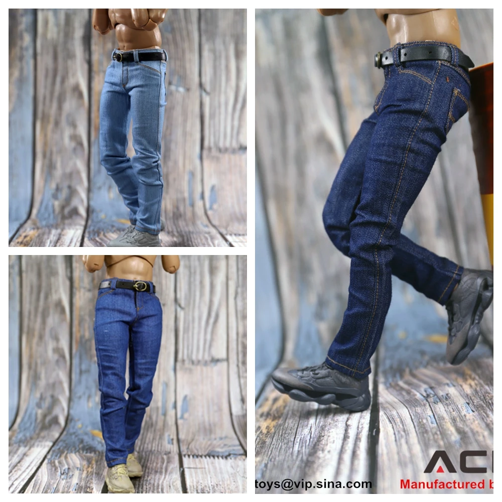 

Men's Slim Jeans ACNTOYS 1/6 Scale Trend Male Pants Trousers Clothing With Belt ACN001 Model Toy for 12 Inch Dolls Action Figure