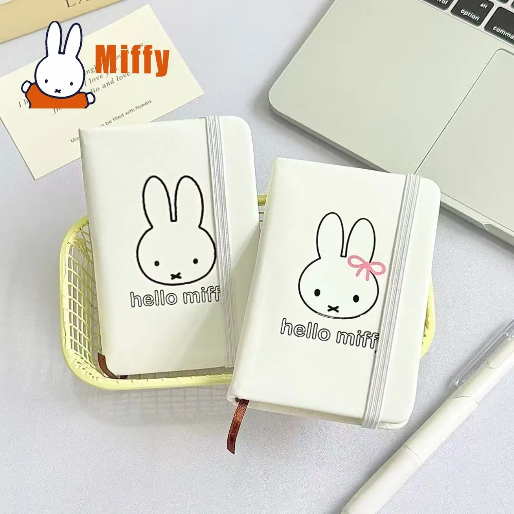 Kawaii Miffy Notebook Cute Rabbit Notepad Mini Pocket Journal Diary Stationary Elastic Band Book Planner School Memo Gift