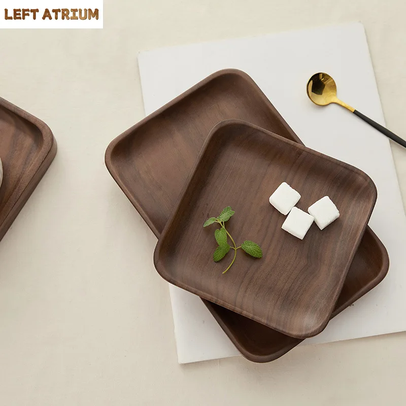 

Walnut beech tray whole wooden Japanese dining tray pastry plate rectangular solid wood dried fruit butterfly plate