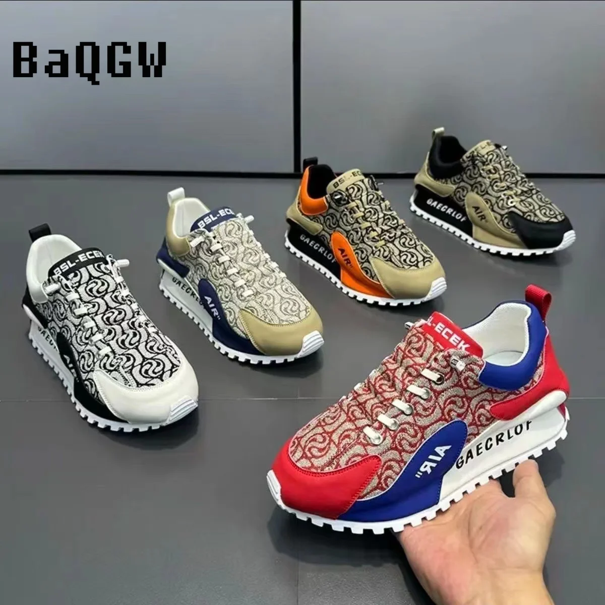 Sapatilha de couro casual chunky para homens, sapatos com tampa inferior, plataforma interna aumentada, moda respirável, novo design