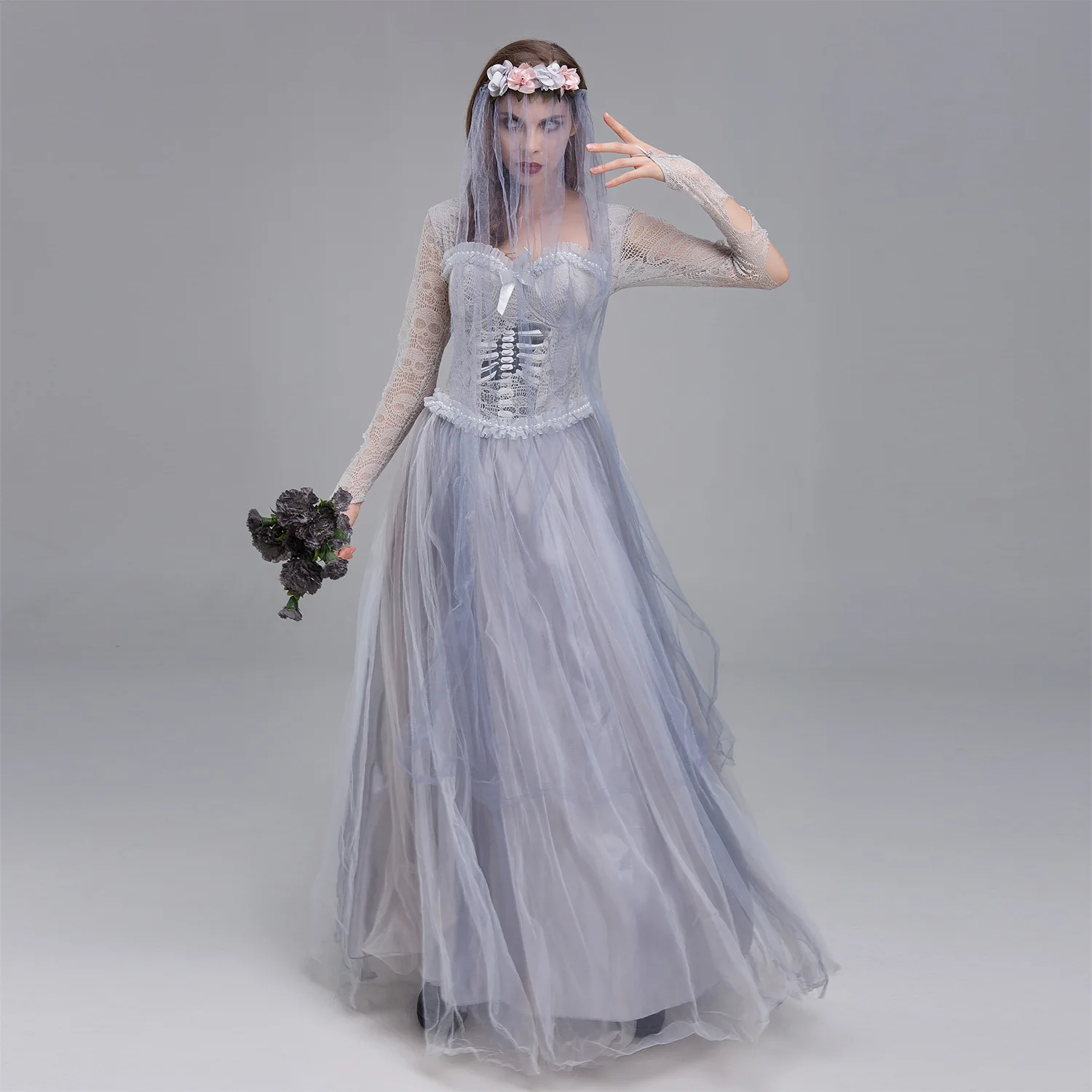 

2025 New Women's loween Costume Ghost Bride Dr Terroristic Fem Performance Costume aveyard Ghost Traditional Chine...
