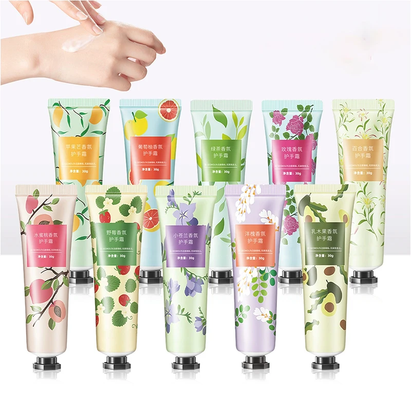 Juegos de crema de manos con flores frutadas, hidratante, nutritivo, antienvejecimiento, reparación de manos, cuidado de belleza, blanqueamiento, Kit de cremas para manos