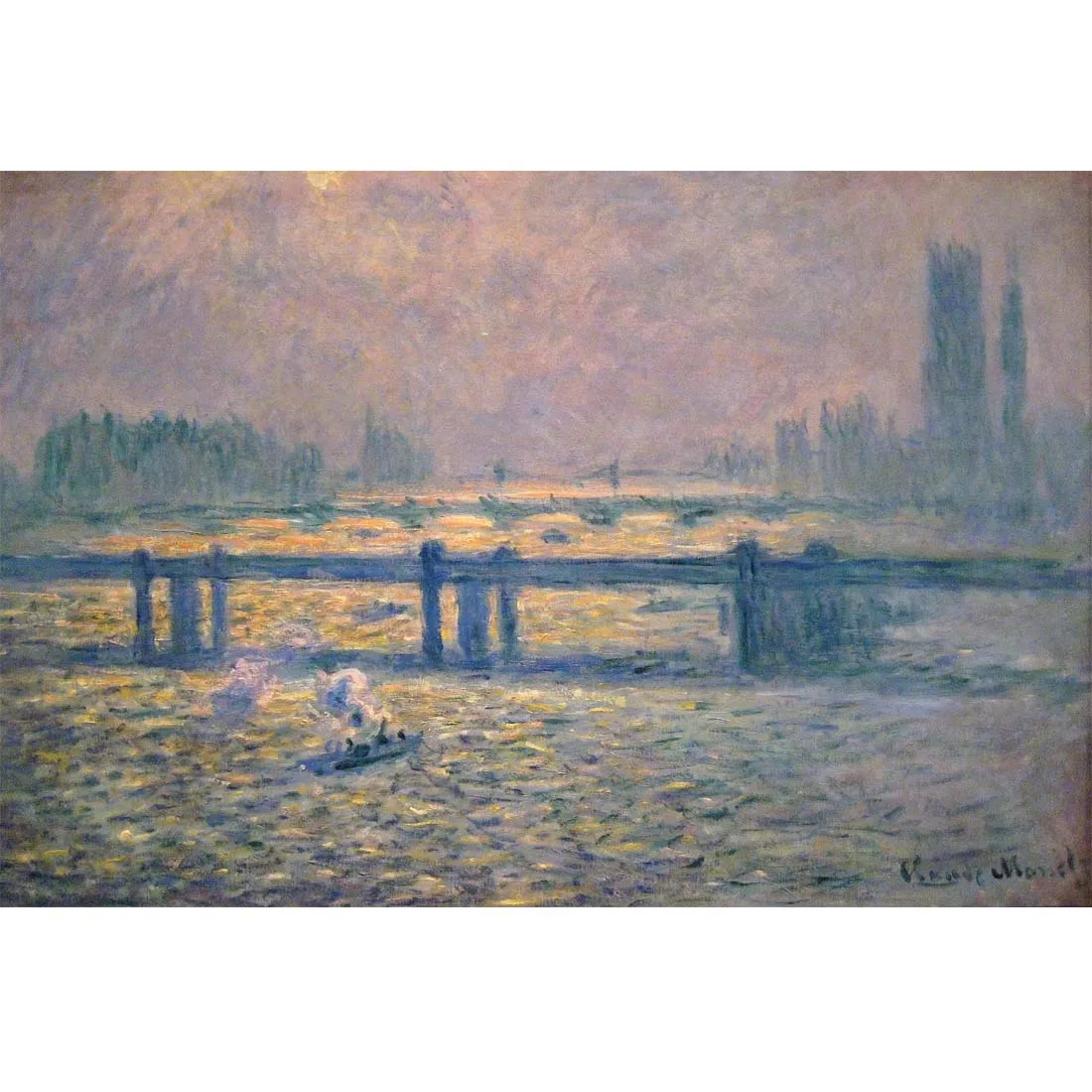 Claude Monet artwork,Charing Cross Bridge,Reflections on the Thames,Handmade landscape oil painting,decoration picture for wall