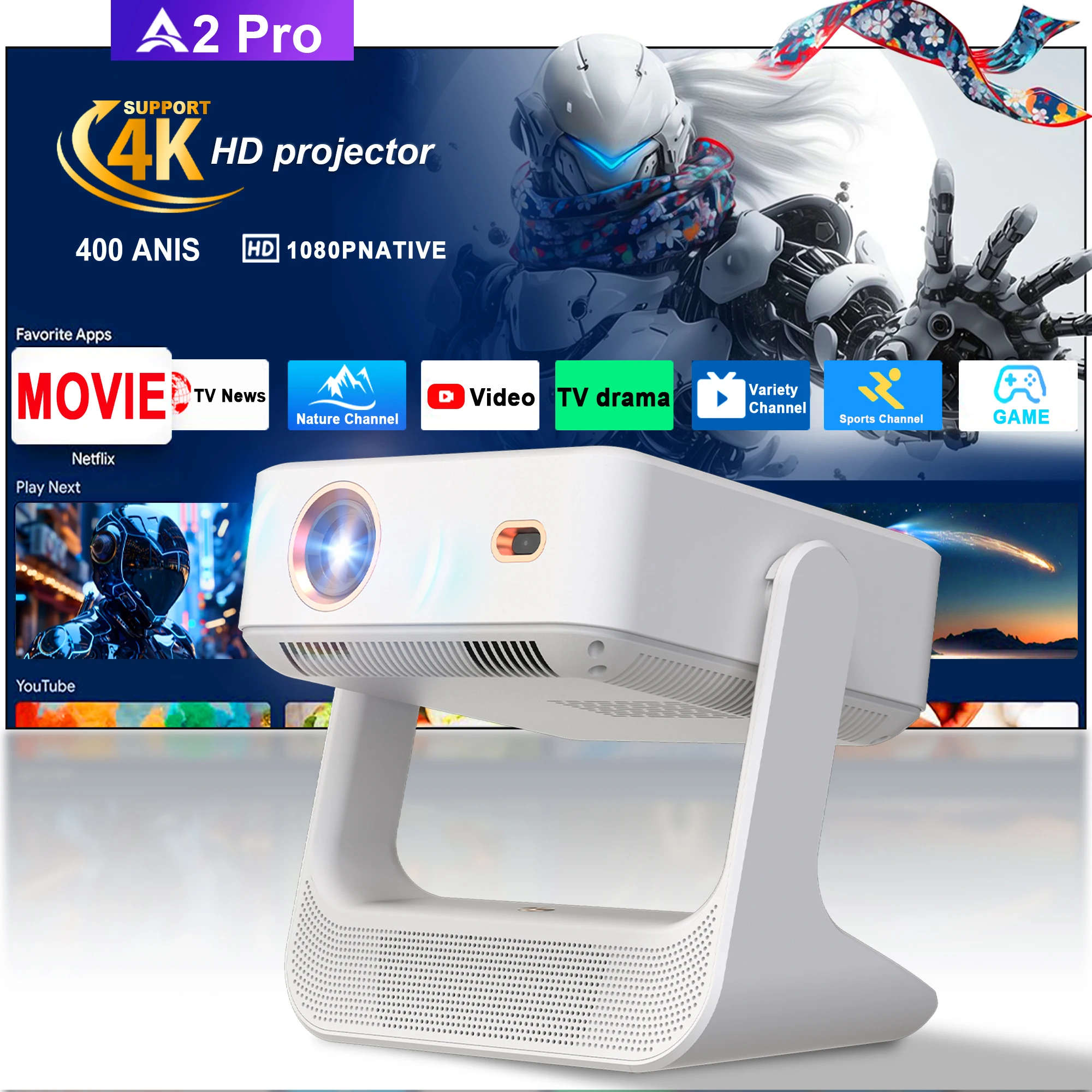 Projector, 4K Porta… - image