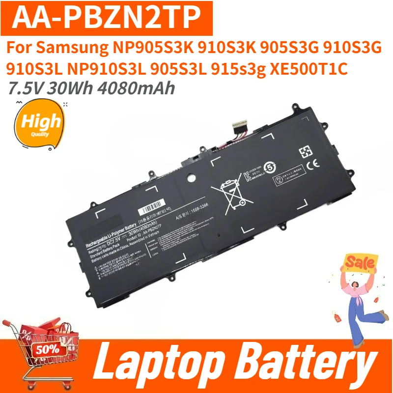 High Quality Laptop Battery AA-PBZN2TP 7.5V 30Wh 4080mAh For Samsung 910S3K 905S3G 905S3L 915s3g NP905S3K NP910S3L Brand New