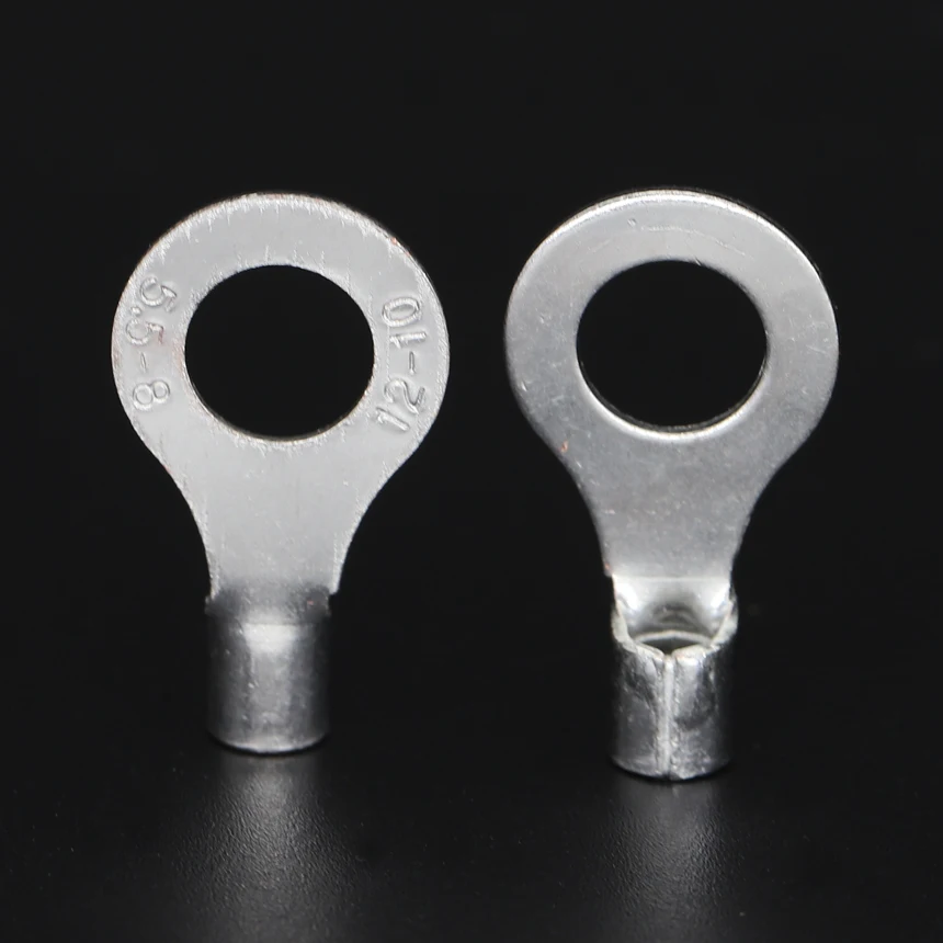 RNB RNB14 10-16mm2 AWG6 Wire Cable Round Ring Tongue Lug Spade Soldered Barrel Non Insulated Copper Connector Crimp Terminal