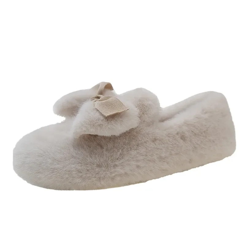 2024 Fashion Women's Shoes Slip on Women's Flats Daily Casual Flat Women Bow Tie Round Toe Soft Bottom Warm Shoes Female Zapatos image 6