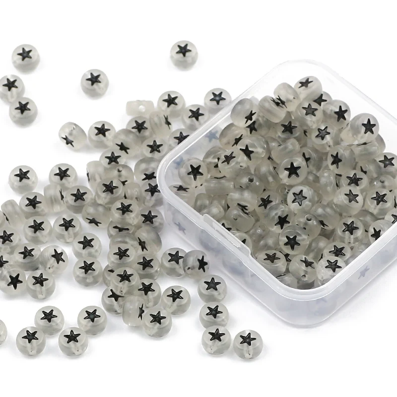 DIY Set 200pcs Acrylic Light Up Star Shaped Spacer Loose Beads For Making Glow In The Dark Bracelet Necklace Accessories