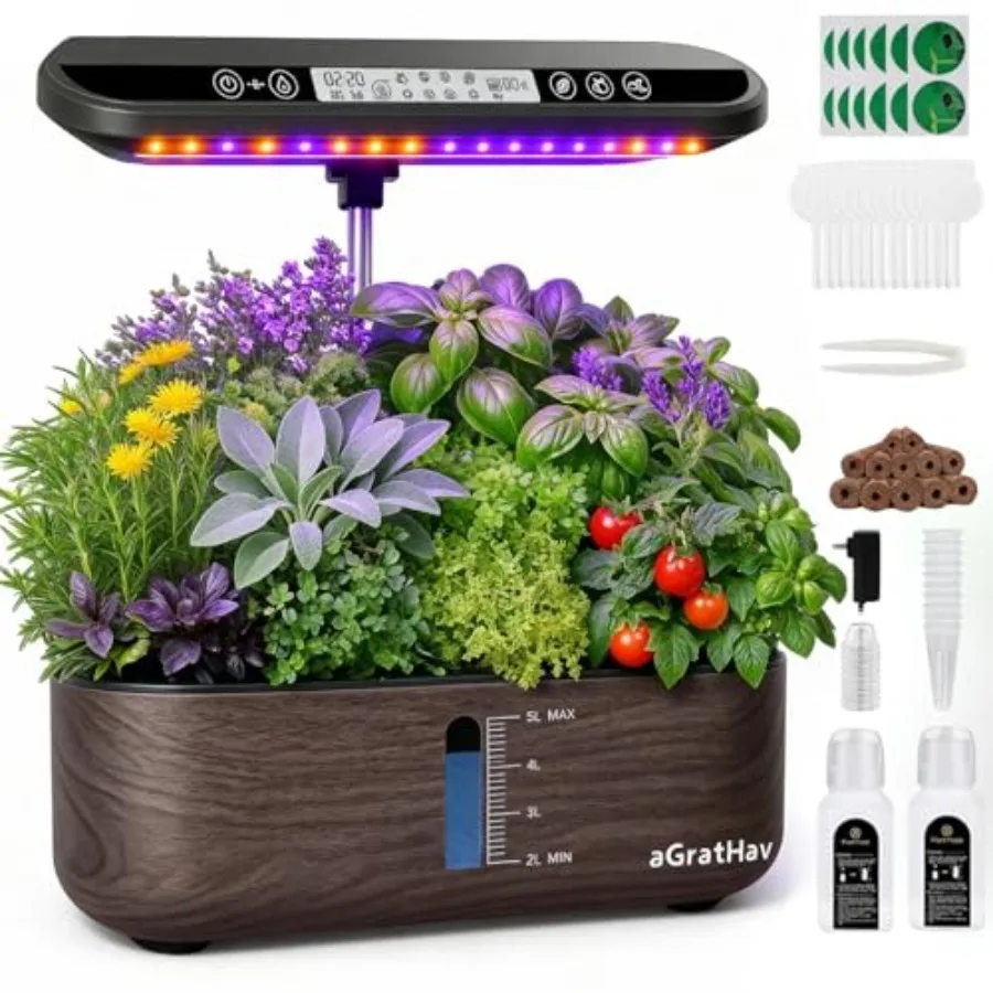 

Hydroponics Growing System Kit Indoor Herb Garden 14 Pods Upgraded LCD Display LED Grow Light Quiet Smart Water Pump Automatic