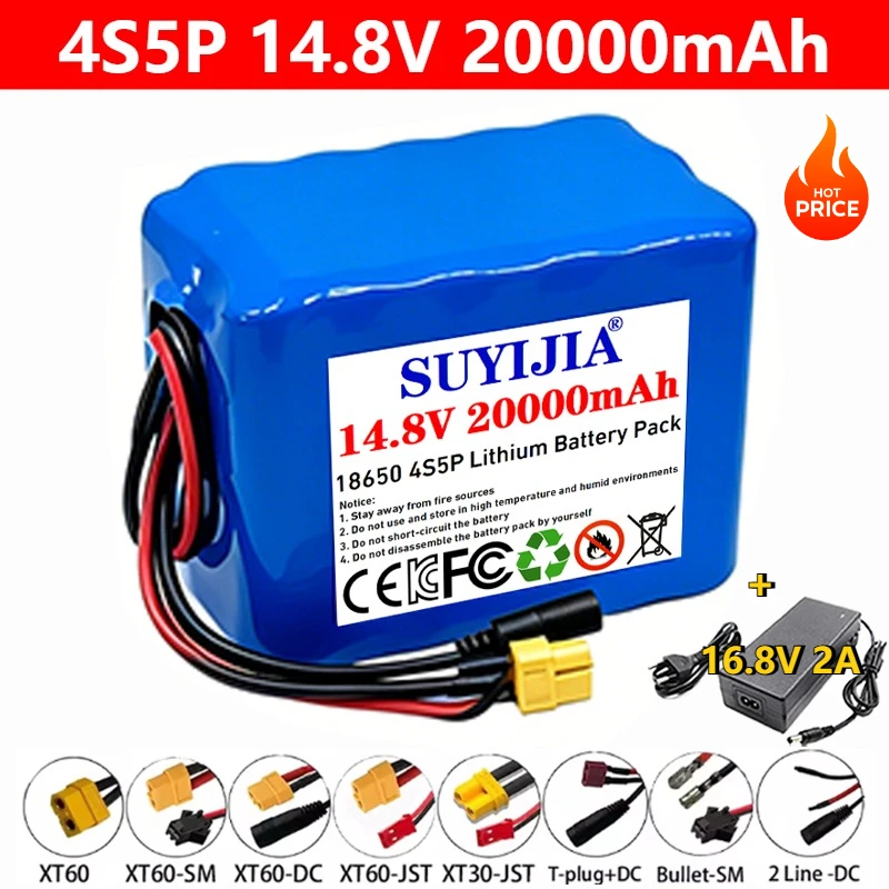 

Литиевая аккумуляторная батарея 4S5P 20Ач 18650, 14.8В 20000мАч, со встроенной BMS, для инверторов, аудиооборудования 14.4В, солнечных ламп, ксеноновых ламп