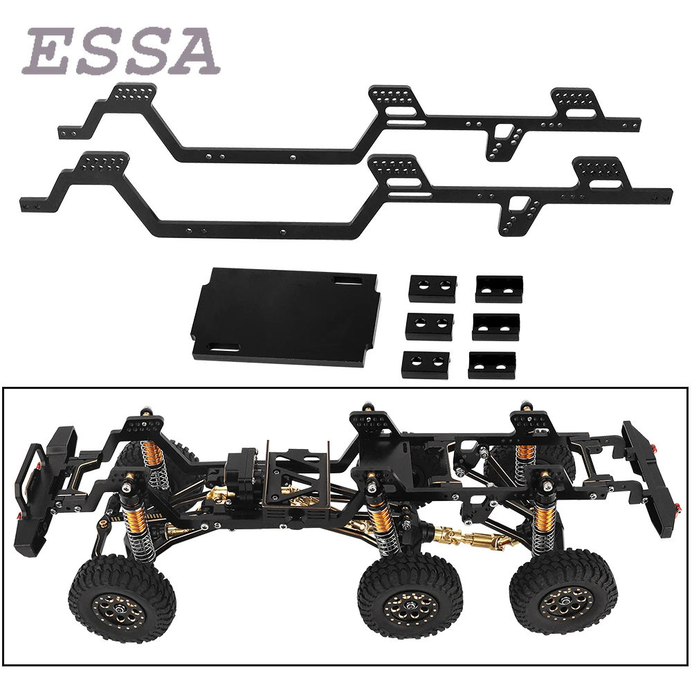 Zestaw bocznych szyn dźwigni podwozia ze stopu aluminium lub mosiężna oś środkowa DIY dla 1/18 RC TRX-4m TRX4m do be 6X6 Części do modernizacji ramy