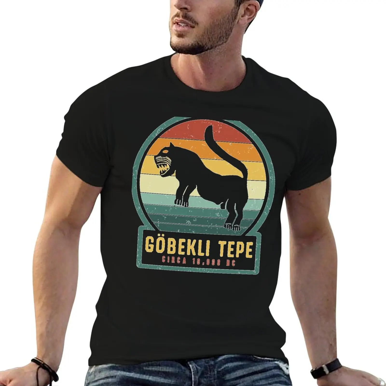 

Gobekli Epe Lion Large Cat Ancient Megalithic Structure T-Shirt t shirts for man slim fit T-Shirt