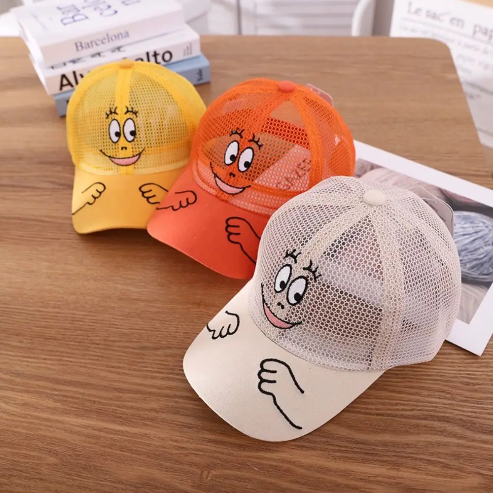 Casquette de baseball en maille avec visage de dessin animé pour enfants, chapeau de soleil cool pour enfants, chapeaux de plage, camping, pêche, printemps, été, automne, nouveau