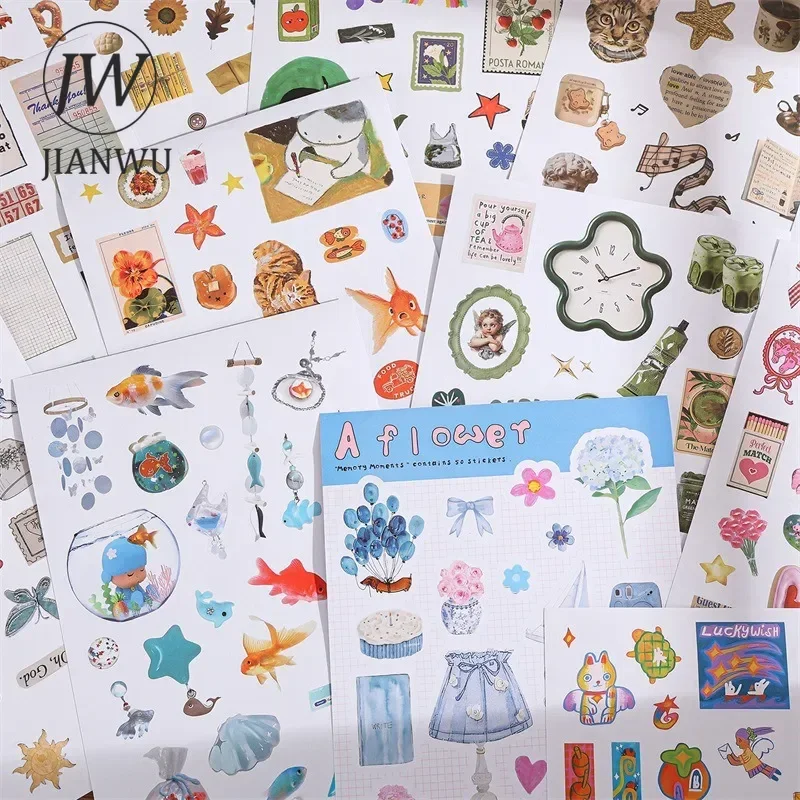 JIANWU Cartoon Cute Life Label Landscape Material Collage Scrapbooking Sticker Book Creative DIY Journal Stationery