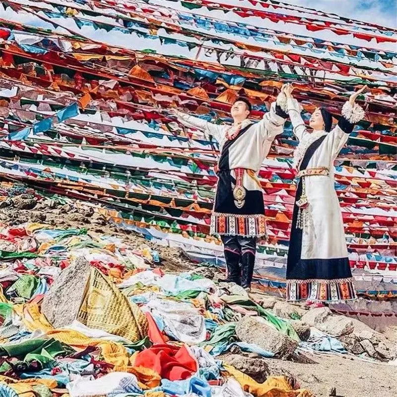 Trajes tibetanos para homens e mulheres, saia longa, estilo étnico, roupas de viagem, roupas