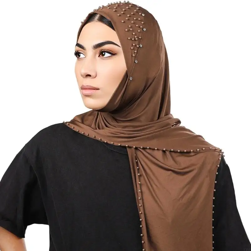 Y3NE Thiết thực Dễ dàng Chăm sóc Mũ trùm khăn Turban tiết đính cườm Thích hợp cho sự kiện vũ hội có phong cách sống bận rộn