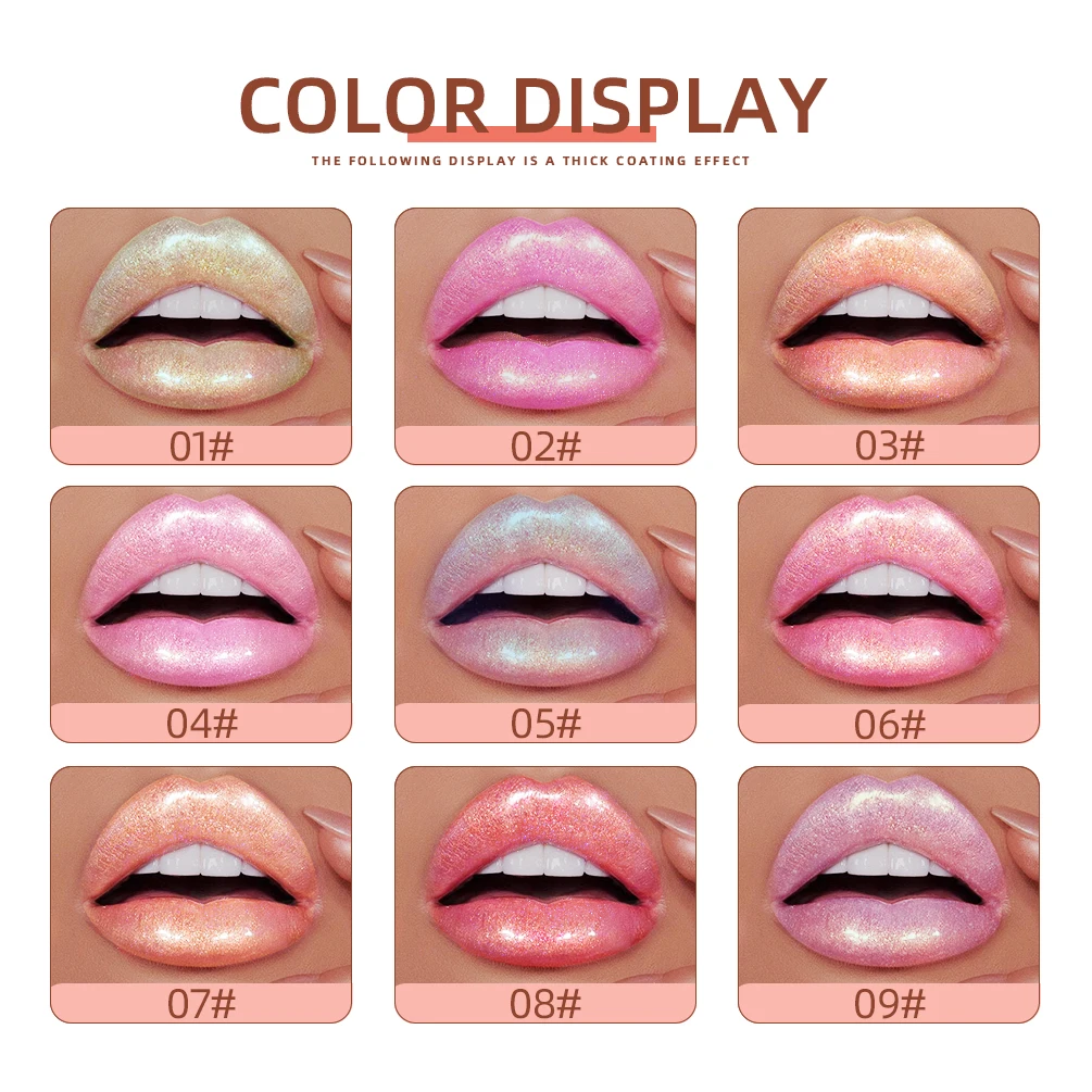 Silky Glitter Lip Gloss Waterproof Long-lasting Lip GLaze Nourishing Diamond Glitter Liquid Lipstick Shine Lipgloss Lips Makeup