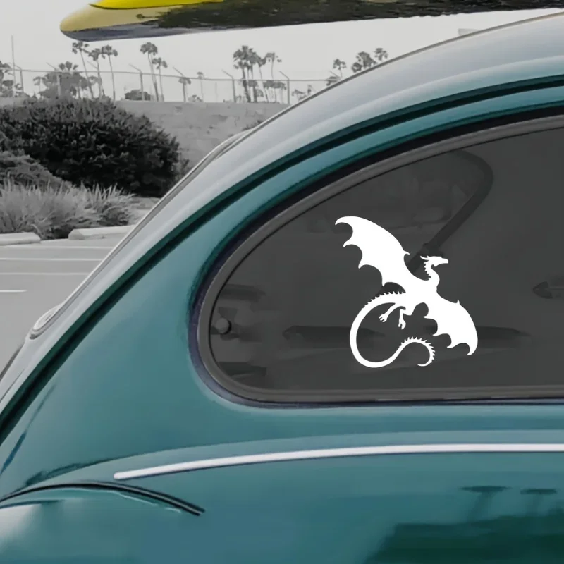 1 Stück kräftiger weißer Drache-Autoaufkleber, dynamischer mythischer Aufkleber für Auto-Kotflügel, Dächer, ideal zum Hinzufügen eines edgy Look to Your Car