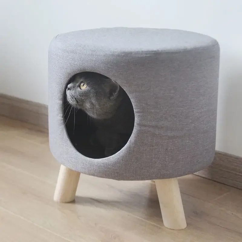 

Cat Nest Small Stool Household Low Stool for 5 Kg Cat Nest Foot Stools Round Stools Warm Cats Hole Bench Ottoman Storage Pouf