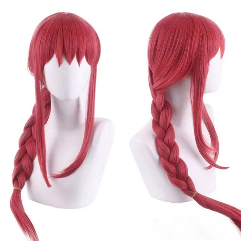 

Makima Cos Simulation Wig Anime Chainsaw Man Demon Hunter Role Ponytail Long Hair Ball Clothing Accessories Red Full Head Cover