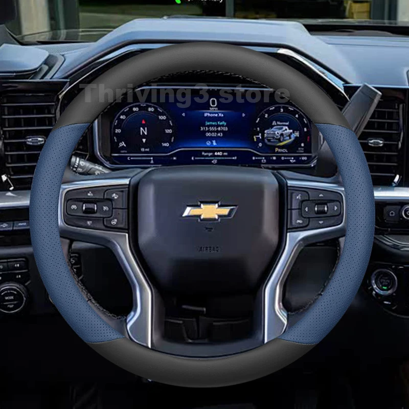 

Leather Car Steering Wheel Cover For Chevrolet silverado 2500HD ZRZ 3500HD LTZ 2012-2023 2024 Auto Steering Wheel Accessories