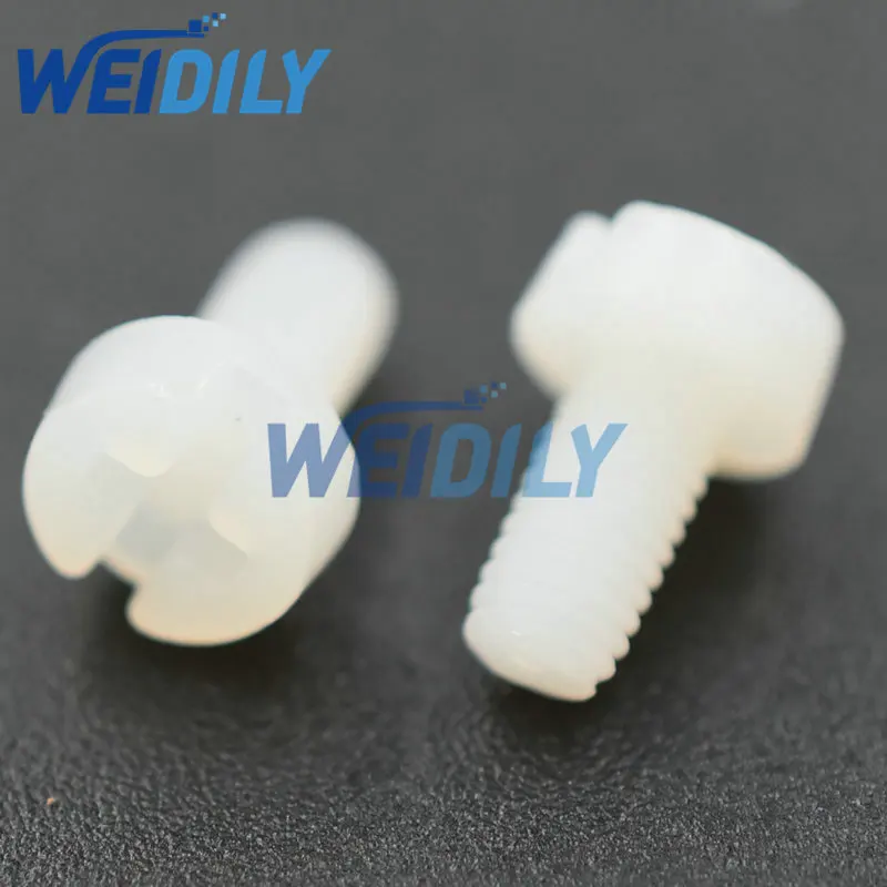 50PCS M3 Nylon White Screw Diameter 3mm Length 6mm M3x6 DIY M3*6mm phillips Round Head Screws nylon