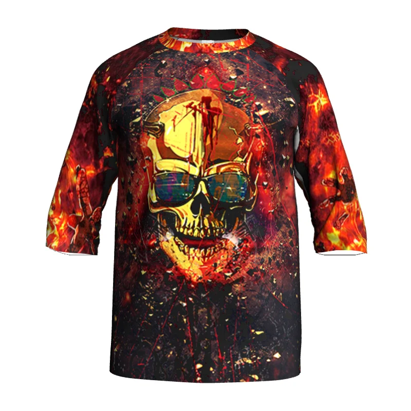 Skull Ghost 3/4 Sleeves Motocross Jersey, Bicycle Shirt, MTB Bike Downhill Wear, Road Ride, Mountain Cycling Sports Top, Men Top