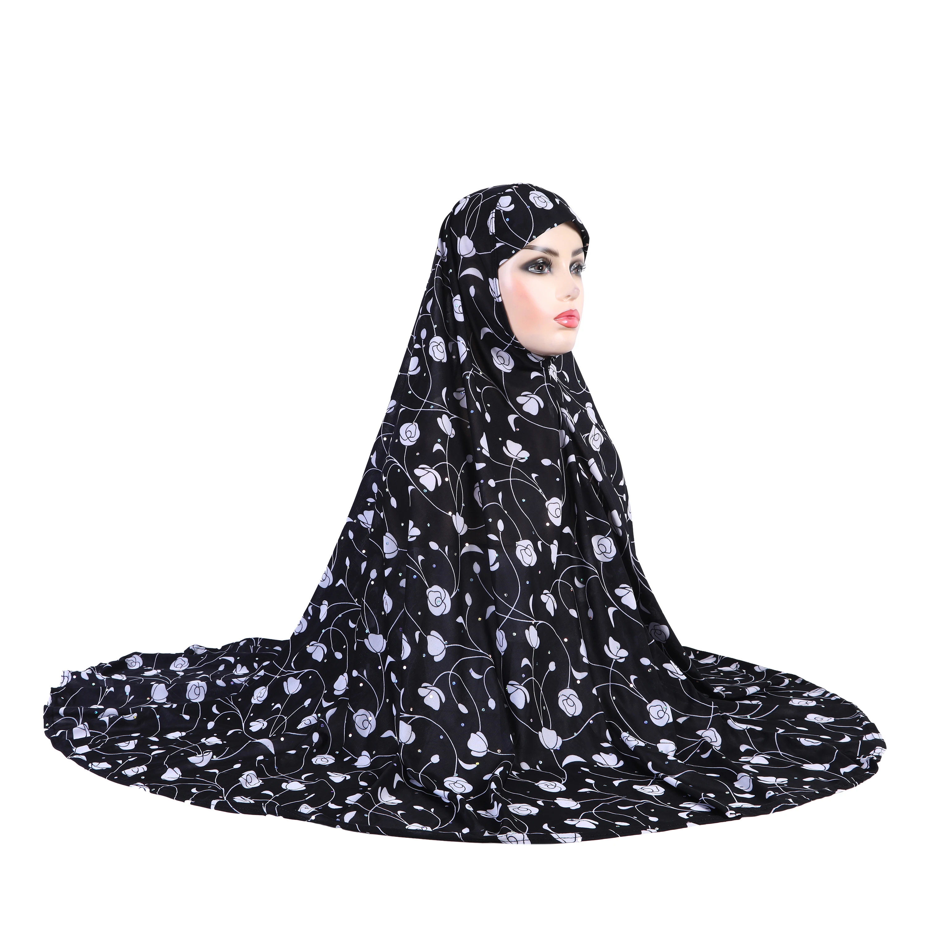 Extra Big Size Soft Printed XXXL muslim pray hijab amira pull on islamic scarf head wrap