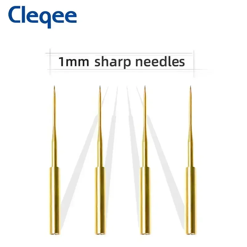 Cleqee P8003.1 1mm/2mm Replaceable Needles Pin with Thread or no thread Test Probe Kit 1mm Gold Plated Sharp & 2mm Thick Needles