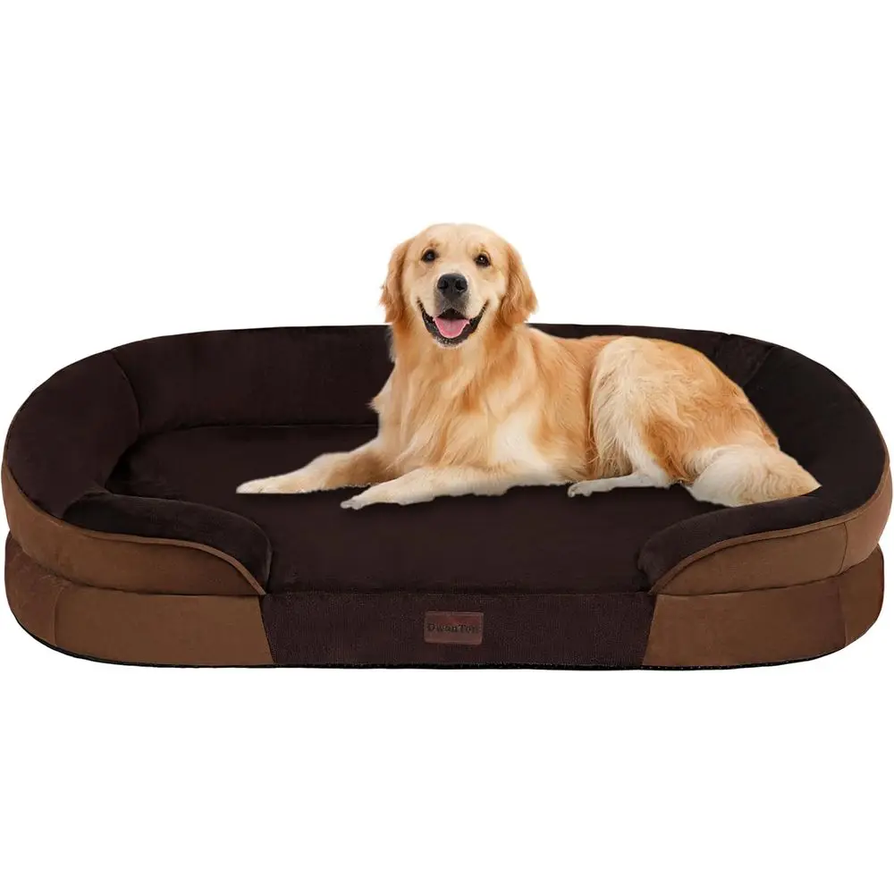 

Orthopedic Dog Bed or Large Dogs with Gel Memory oam, Waterproo Dog Soa, Washable Pet Bed with our Sided Bolster Cushion, Remova