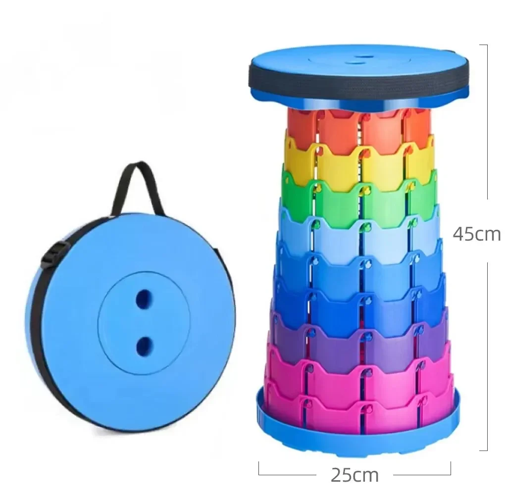 Extra dikke, versterkte opvouwbare kruk, draagbare kleine kruk voor buitenreizen, multifunctionele regenboogkruk, campingstoelen, kamperen