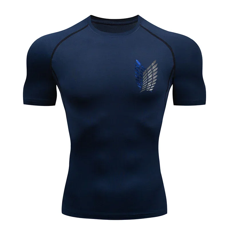 Fashionable Compression T-shirt Men Fitness Tight Short-sleeved Sports Training Jogging Shirt Sportswear Quick-drying Top S-3XL