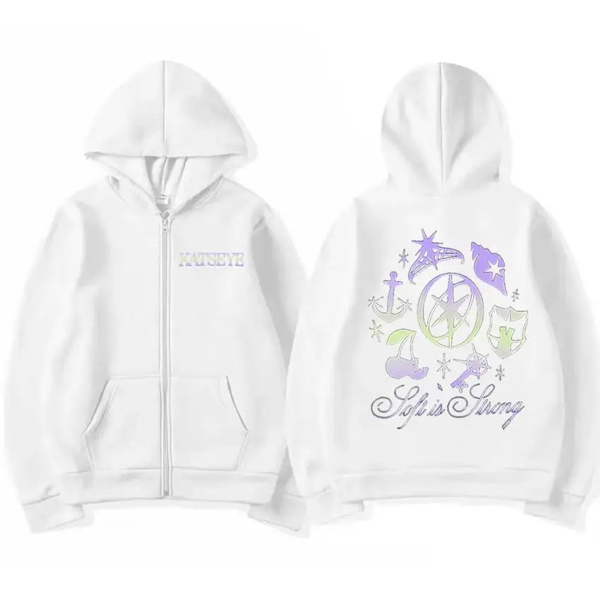 Katseye gráficos agasalho vintage com capuz das mulheres dos homens 2025 topos velo roupas de moda hip hop casaco zip up jaqueta solta streetwear