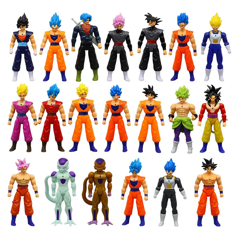 5Pcs/Set Anime Dragon Ball Son Goku Joint Moveable Black Hair Goku Action Figure Gk Statue Figurine Doll Model Toys Gifts