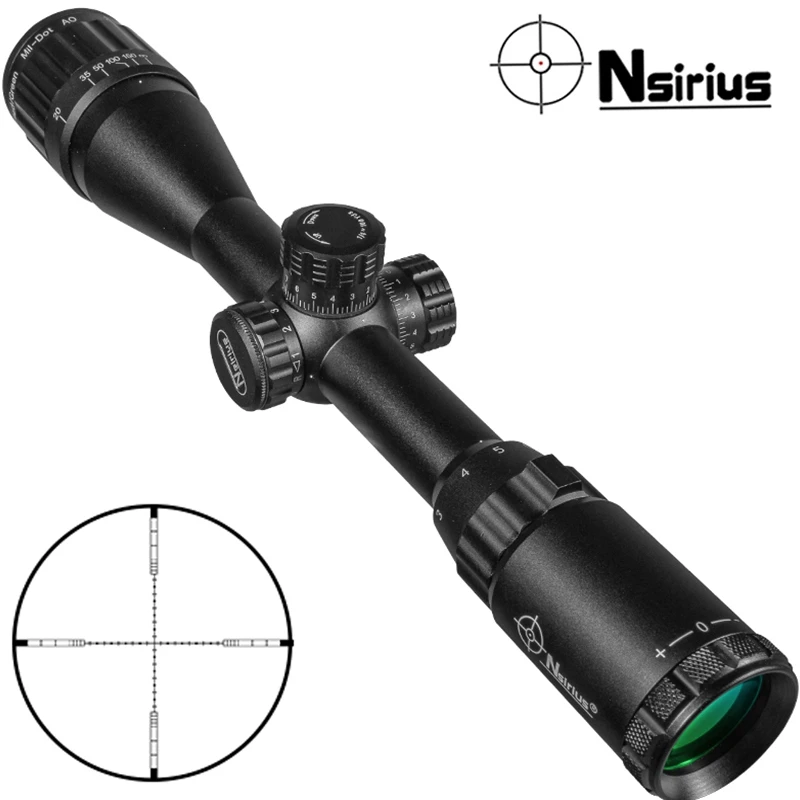 NSIRIUS 3-9X40 AOE Tactical Riflescope Optical Sight Red Green Llluminate Crosshair Hunting Rifle Scope