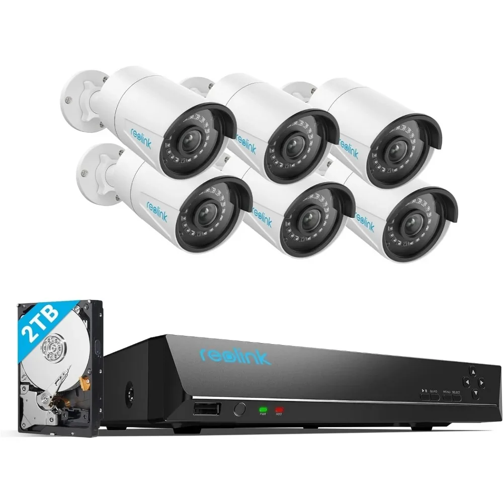 

8CH 5MP Home Security Camera System, 6pcs Wired 5MP Outdoor PoE IP Cameras with Person Vehicle Detection