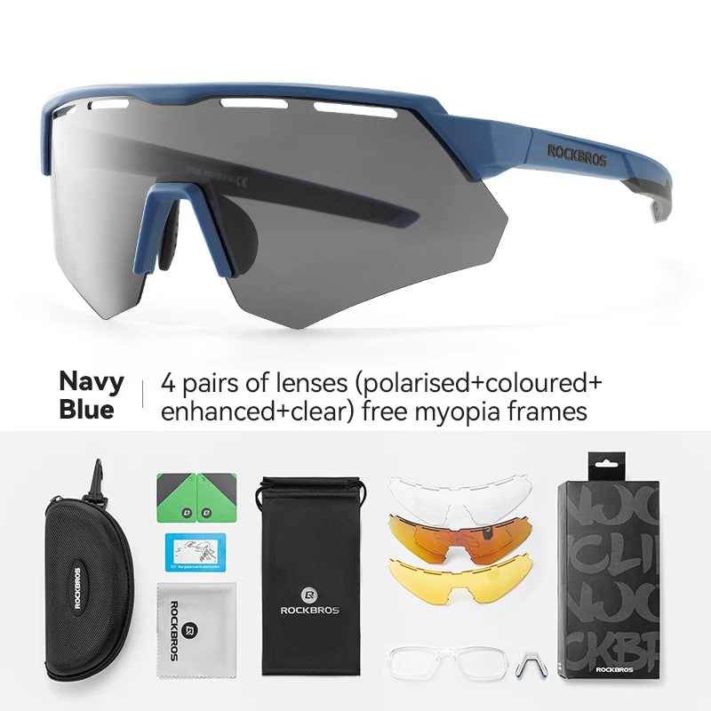 ROCKBROS 4-Lens Cycling Sunglasses Black 8