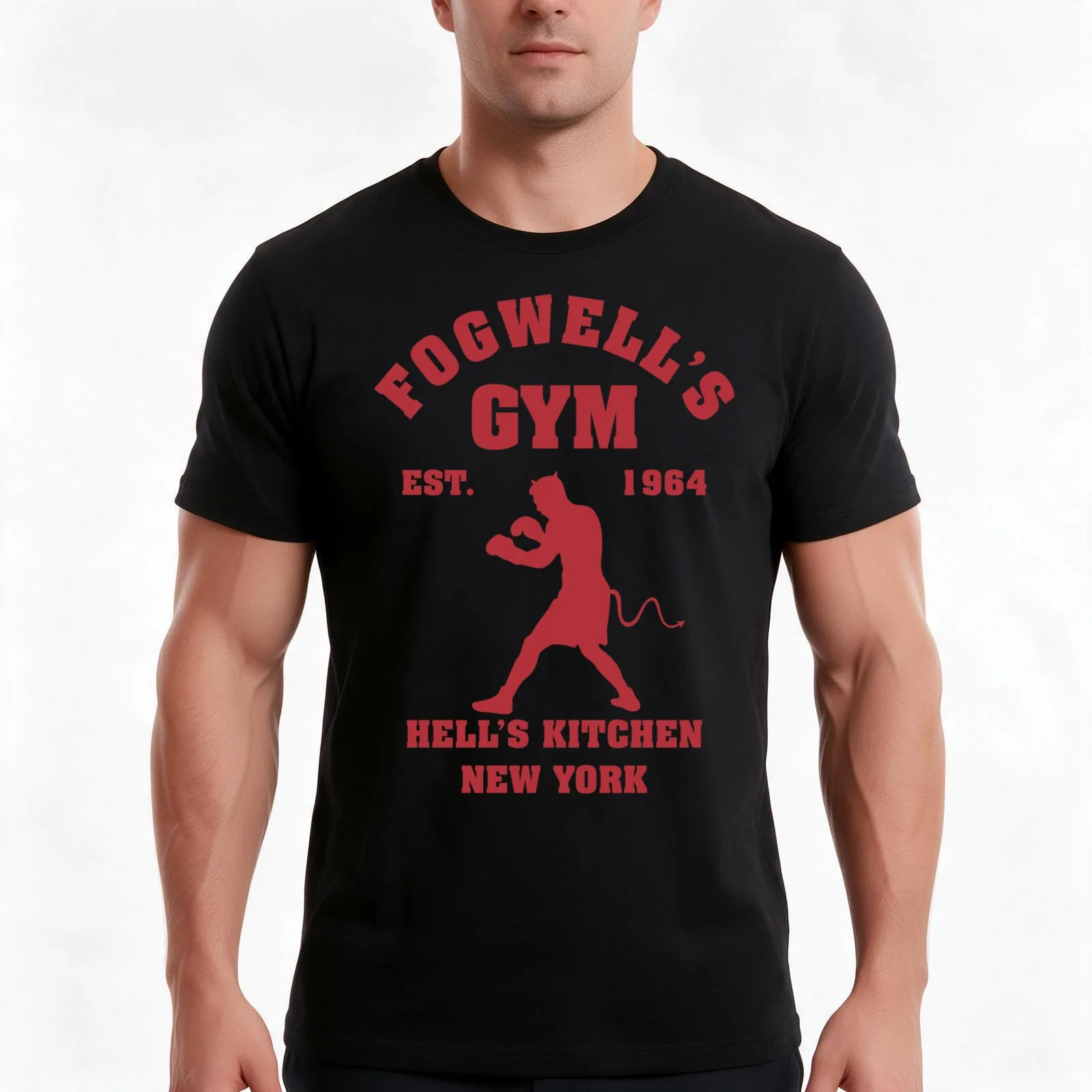 Fogwell&x27;s Gym Box the Devil T-Shirt, Summer Casual Cotton Tee, Oversized Streetwear Tops, Vintage Graphic Print, 100% Cotton