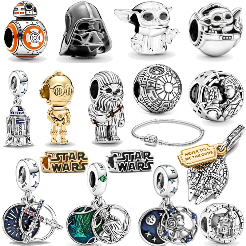 Contas de prata encantos para jóias DIY, sapatos maravilha, Star Wars, Kitty, Fit Pulseiras Pandora Originais, qualidade de luxo, novo, 925, 2024