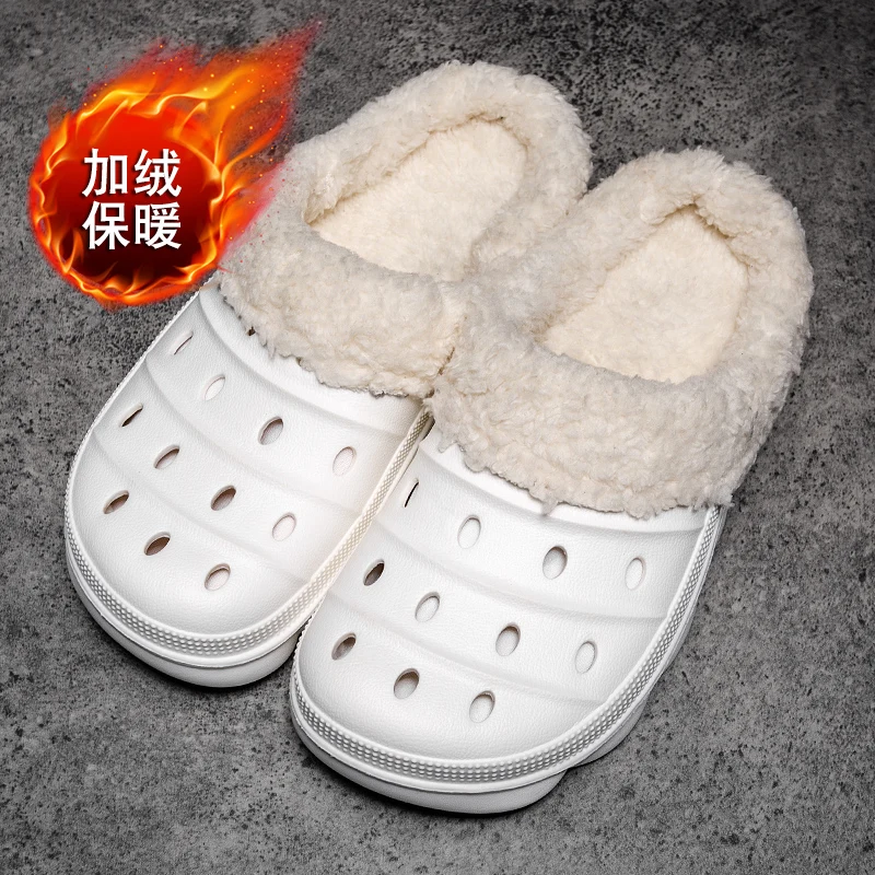 Waterproof cotton slippers for men winter 2024 new cashmere thickened warm waterproof non-slip indoor shoes