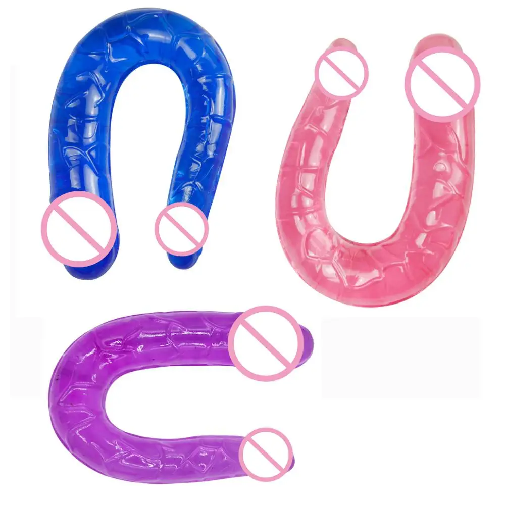 Double Sided Dong Jelly Dildo Penis Dick U Shape Artificial Penis Vagina Anal Plug G Spot Massager Lesbian Sex Toy For Women Man