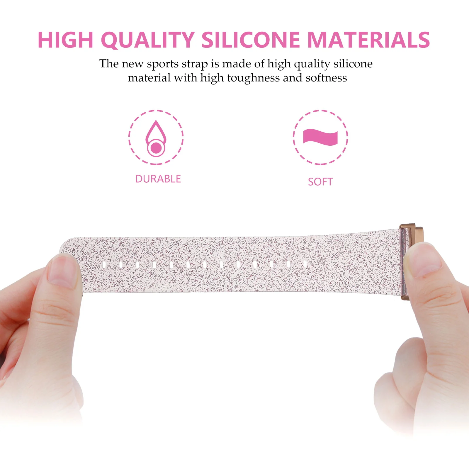 

Glitter Watch Band Premium Silicone Adjustable For 3 Bling Wristband Replacement