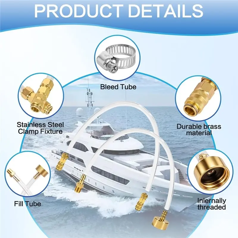 ABHS-Hydraulic Steering Bleed Kit Quick-Connect Leak-Proof Tool Boat Tools Marine Bleeder Tool