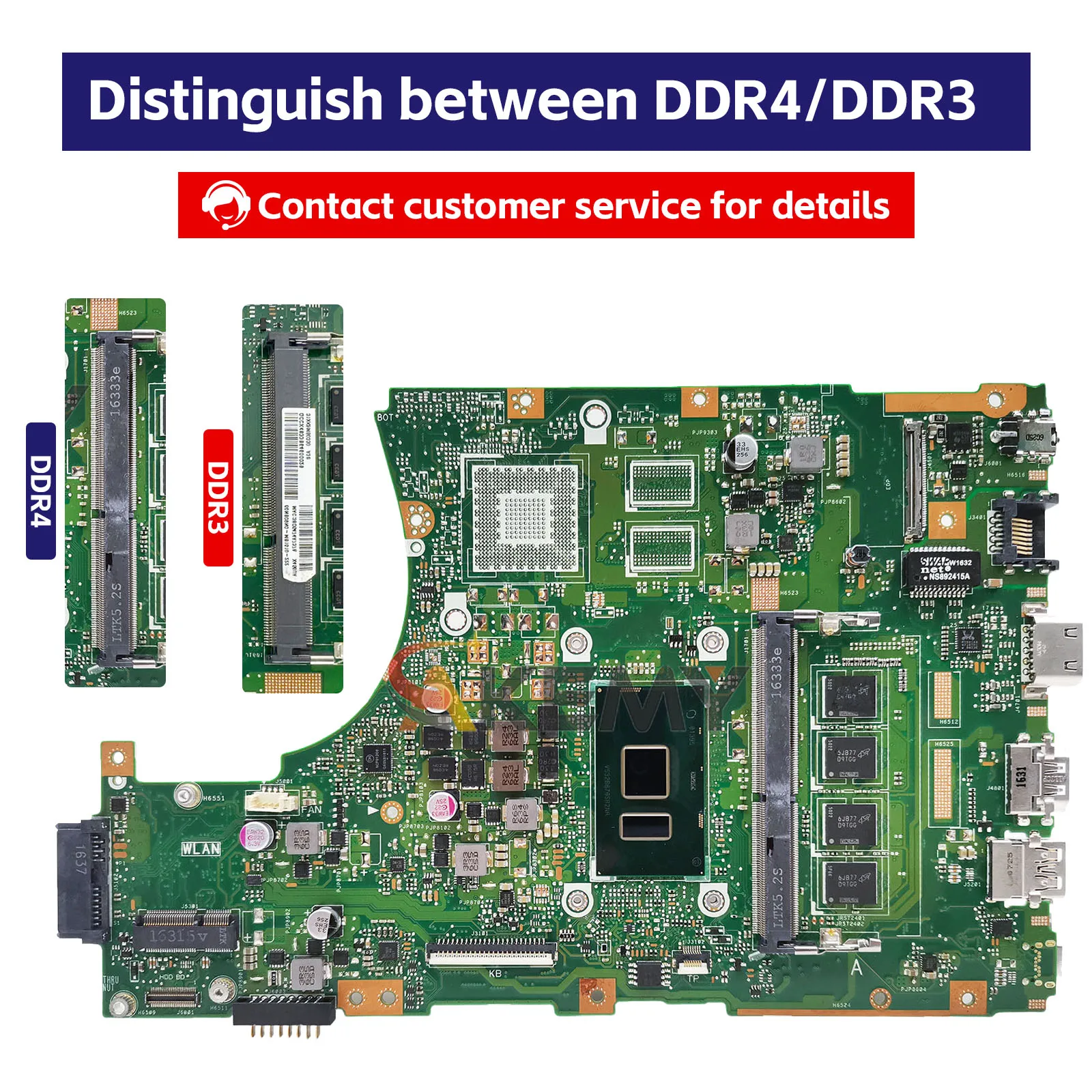X456UA Laptop Motherboard For ASUS VivoBook X456UB A456U X456UAM X456UJ X456UF R457U X456UQ X456U F456U Mainboard I3 I5 I7 CPU