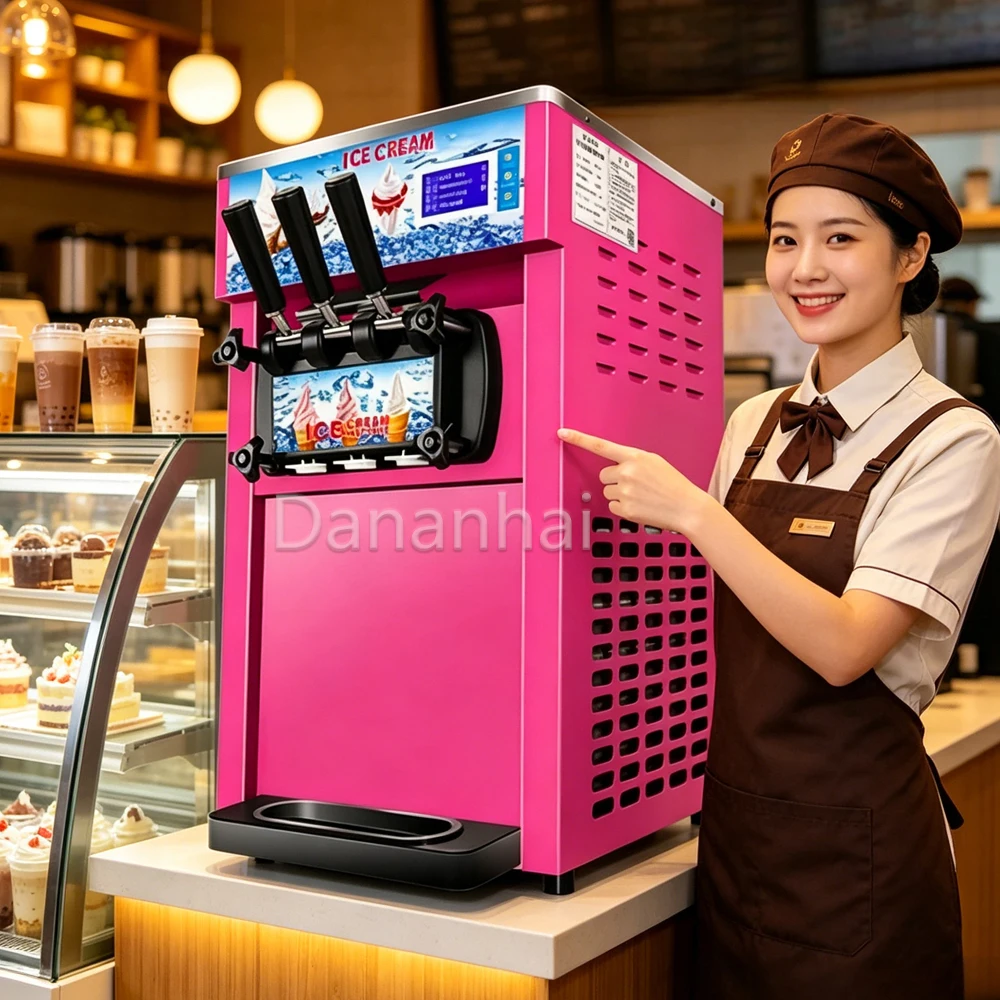 Image of Gewerbliche 3-Kopf-Softeismaschine 60 kg pro Stunde 18 l pro Stunde Kapazität für Sweet Cone Eiscreme