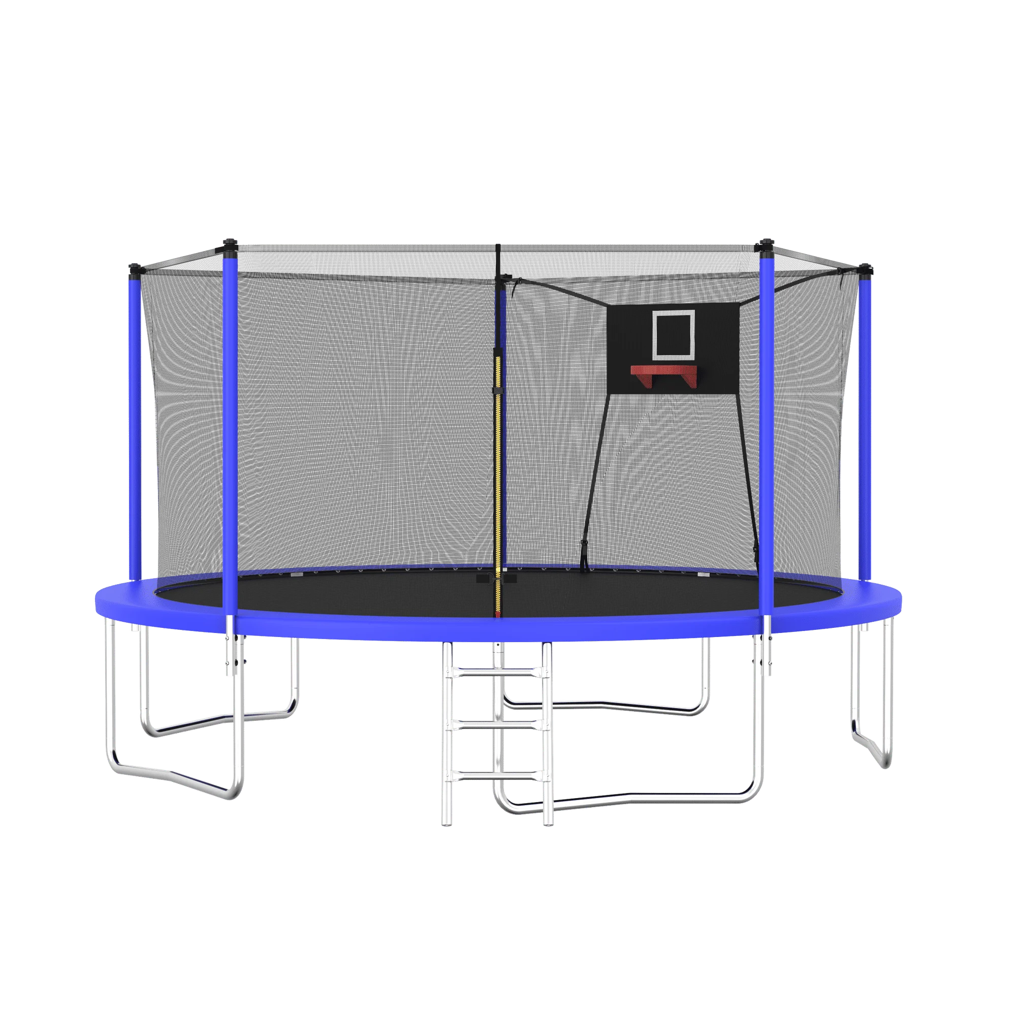 14FT Trampoline Blue for kids Outdoor with safety net and Soft rebound and Ladder