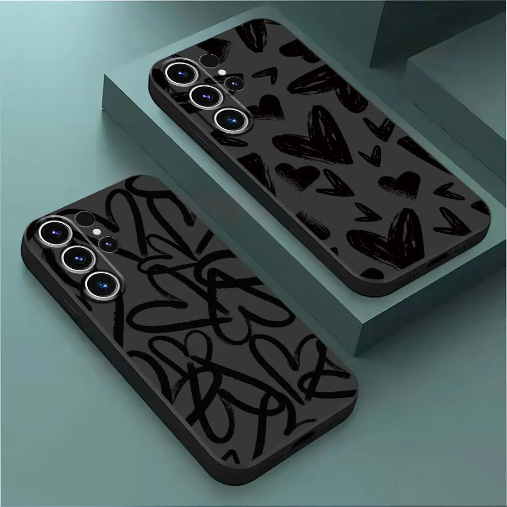 Love Heart Pink Shockproof Phone Case for Samsung Galaxy S9 S8 Plus Note 9 8 S10 Note 20 Ultra Note 10 Plus Black Soft Cover 